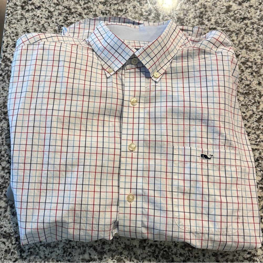 Vineyard Vines Red and Blue Checkered Shirt XL